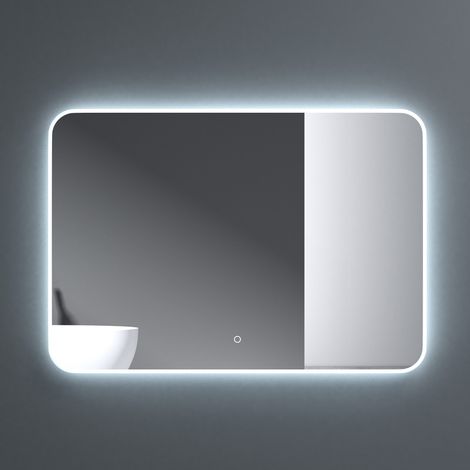 doporro® Badspiegel-03 Led-Lichtspiegel 100x60cm mit Dimmen-Funktion Beschlagfreier Wandspiegel Touchbedienung 5mm Float-Glas (1/5)