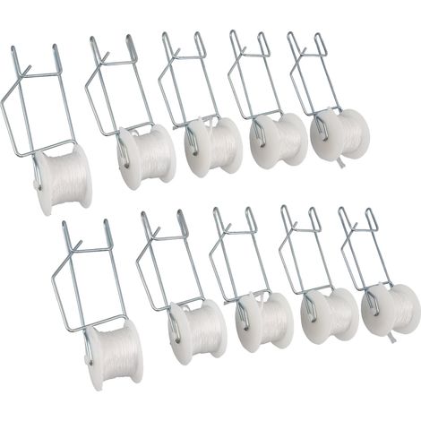 Lot de 10 crochets pour rouleaux à tomates, fil d'acier galvanisé, polypropylène résistant à la chaleur, gain de place, 15 m de ficelle, pour treillis de vigne, concombres, luffas, raisins (1/5)