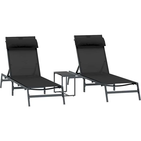 Maison Exclusive - Sonnenliegen 2-Person 3 pcs Schwarz und Anthra