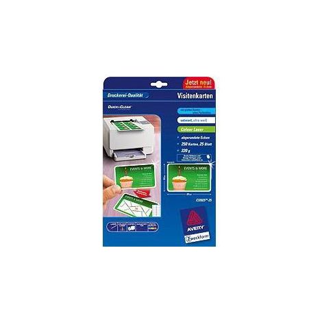 Carte da Visita Avery C32025 Laser a Colore, 85x54 mm, Bianco, 220 g/m�, Confezione da 250 Pezzi
