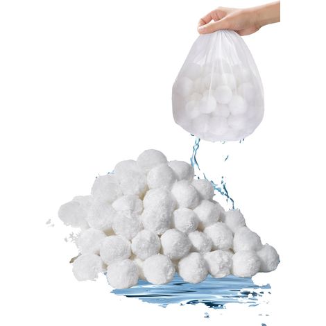 Bolas de filtro VEVOR, 1.5 lbs, reemplazo de arena para piscinas, fibra de poliéster reutilizable, bolsa de lavado, blanco-a (1/2)