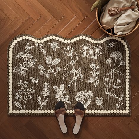 Tapis de bain style rétro, tapis absorbant en terre de diatomées, découpable, séchage rapide, antidérapant, facile à nettoyer, résistant aux taches - 40 x 60 cm (terre de diatomées)