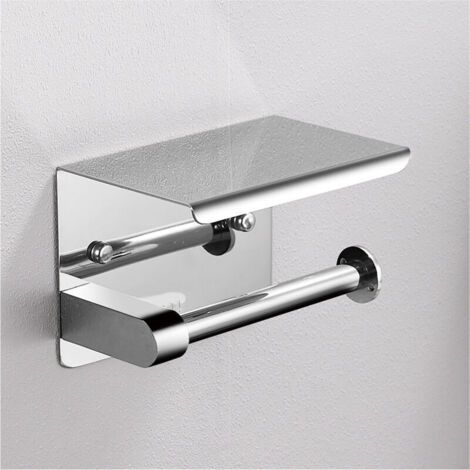 Porte papier toilette avec étagère support papier toilette mural miroir distributeur de papier hygiénique en acier inoxydable pour salle de bain et toilettes (1/3)
