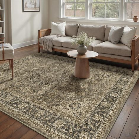 Marron Vintage Tapis Salon 160x230cm Rug Lavable en Machine Grand Antidérapant Rugs,Chambre Adulte,Descente de Lit Carpets,Salle a Manger,Bureau,Cuisine,Interieur Poil Ras Carpet (1/5)