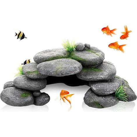 Grotte pierres tortues accessoires en résine décoration pour terrarium reptiles cachette décoration pour tortues axolotl crevettes (1/5)