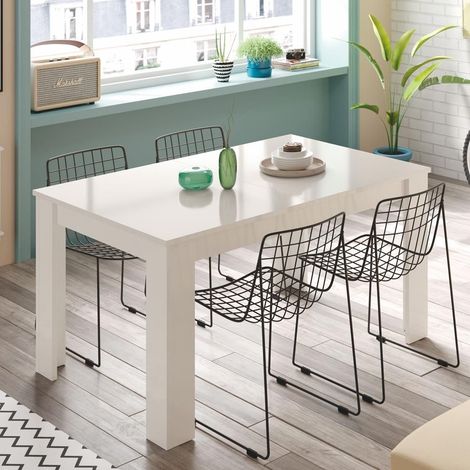 Table extensible blanche 90x190 cm – Mélamine haute qualité – Pour 4 à 8 personnes – Design moderne et épuré – Usinestreet (1/10)