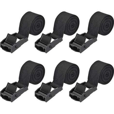 QAZQA Sangle à Griffe Sangle d'arrimage Sangle de Fixation Lot de 6 Sangles d'arrimage avec Boucle 2.5 cm x 1 m, Maximale 250 kg Sangle à cliquet (1/5)