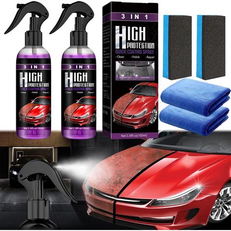 2 Pièce High Protection 3 En 1 Voiture, Ceramique Voiture, Ceramic Coating - Crystal Coating Spray Spray De Revêtement De Voiture Polish Voiture Lustrant Pour Auto Coating Spray Hydrophobe (1/5)