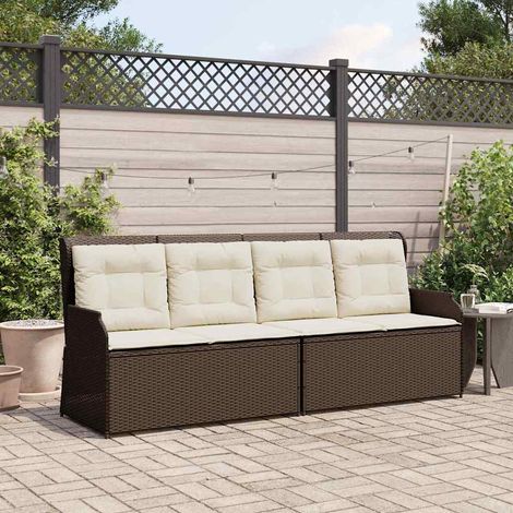 Garden Bench with Cushion Brown Poly rattan vidaXL (1/5)
