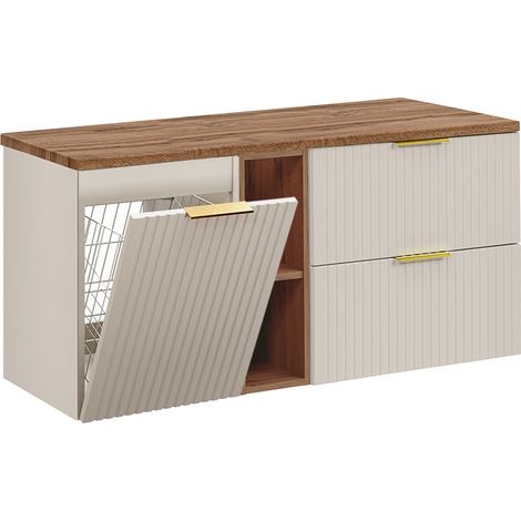 Waschtischunterschrank 120.8cm Adriel mit 2 Schubladen, Kaschmir und Holzoptik