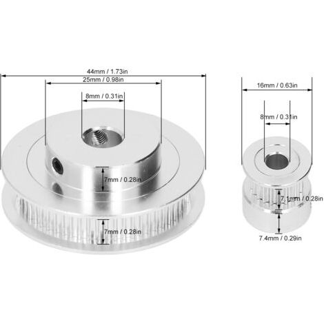 Polea sincronizadora de aleación de aluminio GT2, 2 juegos de ruedas sincronizadas con 2 piezas, 200 mm de largo, 6 mm de ancho, correa de orificio interior de 8 mm (1/5)