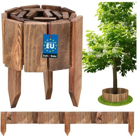 Bordure Jardin Exterieur Bois - 110 x 10 cm - Cloture Bois Jardin - Brun - Palissade Flexible - Décoration Jardin-NANOTEH (1/5)