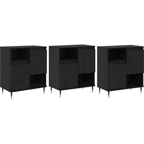 3 pcs Buffet,Bahut,Meuble de Rangements Chêne noir 180 x 35 x 70 cm Bois d'ingénierie CFW98857 (1/5)