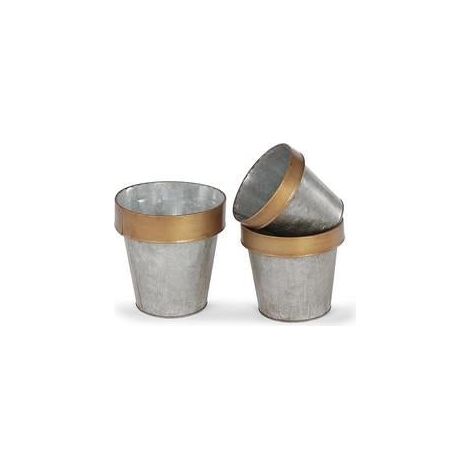 Cache-pots en métal doré, diam. 20 x 21, 15 x 14 et 18 x 17 cm, lot de 5