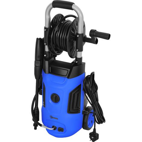 1800W High Pressure Washer, 150 Bar Pressure, 420 L/h Flow, Portable Power Washer Jet Wash Cleaner  Adjustable Nozzle, 6M Hose, Hose Reel, Steel Handle for Home Patio Car Driveway, Blue (1/5)
