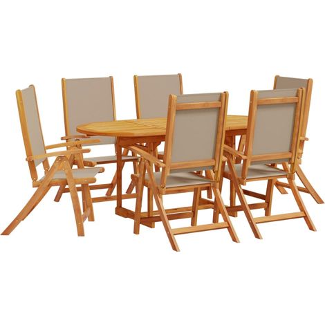 vidaXL Set Pranzo da Giardino 7pz Legno Massello di Acacia e Textilene (1/5)
