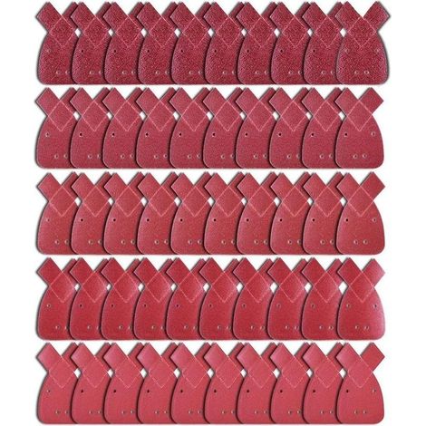 50 Pièces Feuilles Abrasives Feuille de Ponçage 10 X Grains 40/60/ 80/120/ 240 Papier Abrasif Triangles de Ponçage Fit Black and Decker Detail Palm Sander,AAFGVC (1/5)