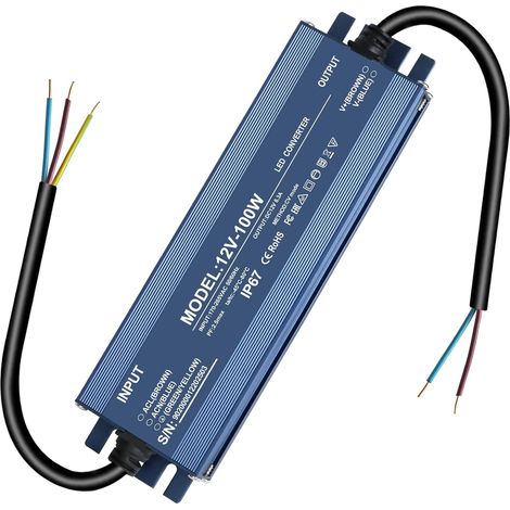 Transformateur 220V 12V 100W, alimentation 12v 8.33A, étanche IP67 Transfo AC à DC, pour G4, GU5.3, MR11, MR16, non gradable, sans bruit, sans scintillement, sans charge minimale (1/5)