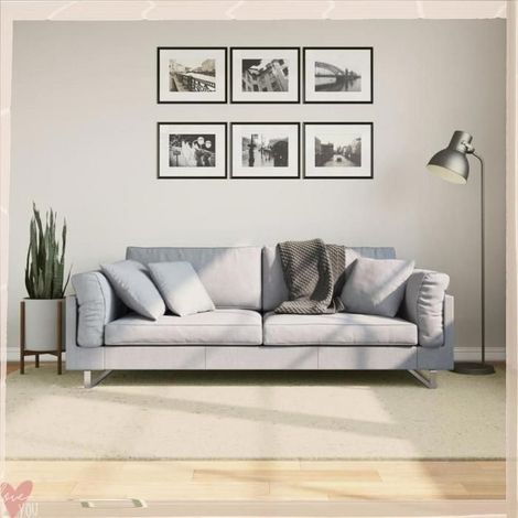Tapis - VINGVO - HUARTE - crème 160x230 cm - poils courts doux - antidérapant lavable 30°C (1/5)