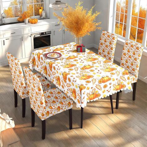 Nappe en tissu pour Thanksgiving, décoration automnale, housse de chaise pour la fête des récoltes, nouvelle nappe de restaurant, ensemble TC-310 (140 x 210 cm) (1/3)