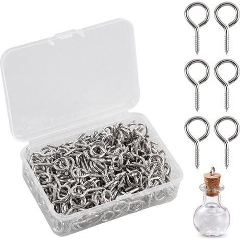 300 Vis à Œil Auto-taraudeuses 20x10 mm, Pitons à Visser en Métal Nickelé, Crochets pour Suspendre Cadres, Miroirs, Œuvres d’Art, Fabrication de Bijoux et Loisirs Créatifs (1/5)
