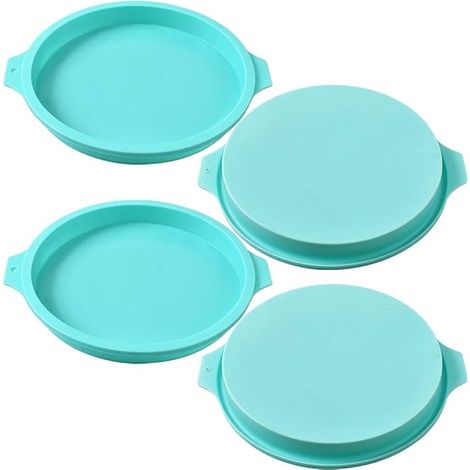 Molde redondo de silicona para pasteles, paquete de 4 discos de silicona como moldes para pasteles, posavasos de resina, jabón artesanal - 8"