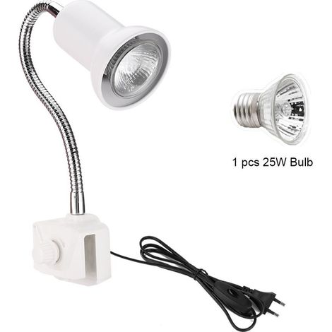Lampe Reptile Chauffante avec Pince, avec 1 UVA+UVB Ampoules à Spectre Complet de E27 Culot 25W, Pince Pivotante à 360°Lampe Aquarium for Amphibiens, Tortue, Lézard, Caméléon (1/5)