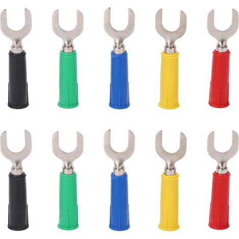10 pièces Connecteurs Fourche Type U Laiton 8mm avec PVC, Fiche Banane Type Y pour Câbles Électriques (1/5)