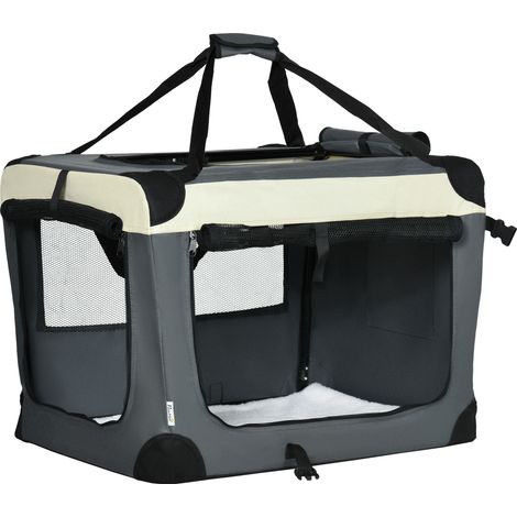 70cm Foldable Pet Carrier, with Cushion, for Small Dogs and Cats - Grey