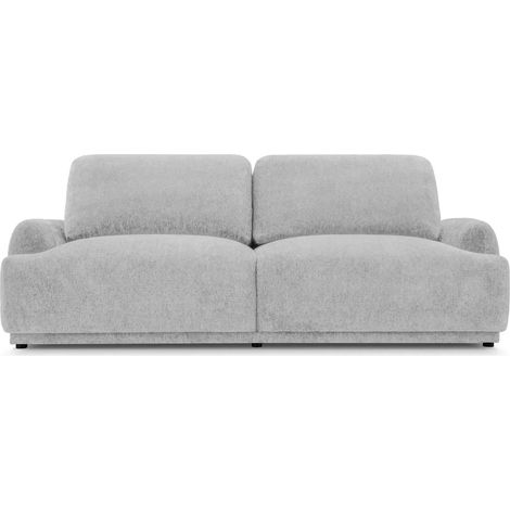 CLAUDIA - Canapé droit convertible tissu chenille 3 places Gris clair (1/5)