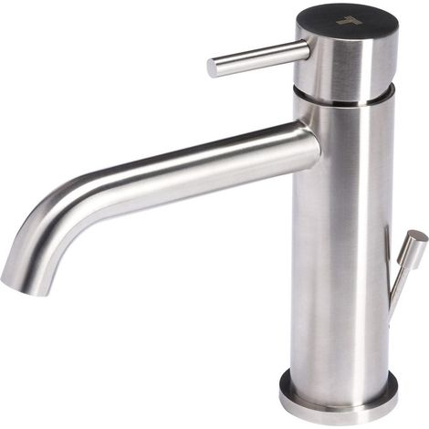 Rubinetto Miscelatore Monocomando Lavabo con Scarico in Acciaio Inox Satinato Nilo (1/2)