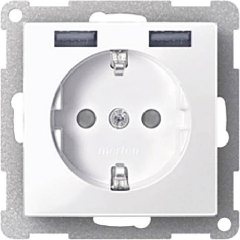 MERTEN PRISE DE COURANT AVEC USB SITUATION APPAREIL 2,4 A SYSTÈME M BLANC POLAIRE BRILLANT MEG23660319 MEG2366-0319