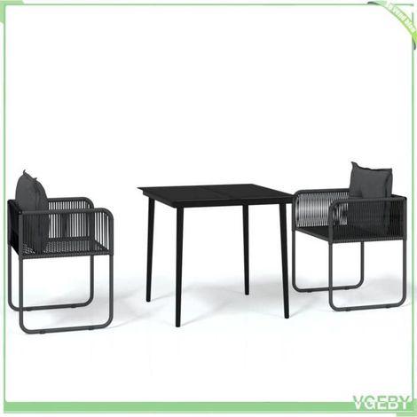Ensemble à manger de jardin - FAFEICY - 3099083 - Noir - Table 80x80 cm - 2 chaises résine tressée (1/5)