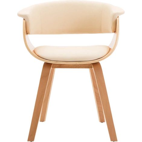 vidaXL Silla de comedor madera curvada y cuero sintético crema (1/2)