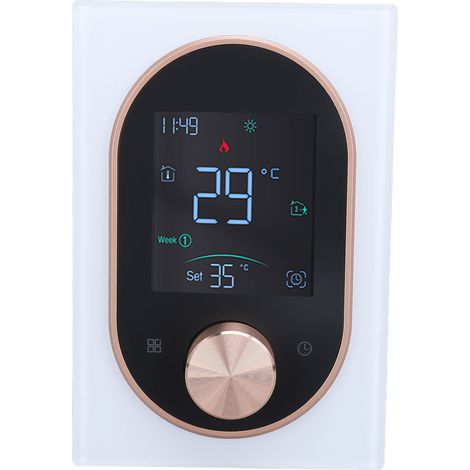 Eosnow Intelligentes Farbthermostat, APP-programmierbarer Touchscreen-Knopf, Temperaturregler, AC 95–240 V, Weiß, normal