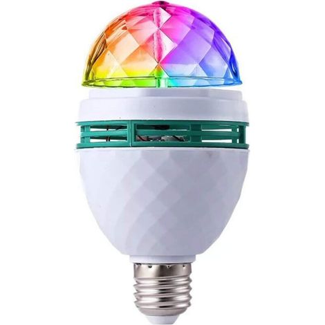 Ampoules stroboscopiques LED rotatives multicolores à cristaux pour éclairage de scène, culot E27 (1/5)