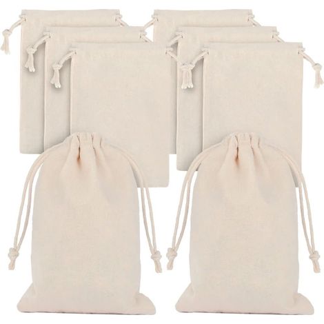 Juego de 25 bolsitas de algodón (13 x 16 cm): bolsitas para dulces, mini bolsos, bolsas de regalo ideales para fiestas de cumpleaños, bodas y Navidad. (1/5)