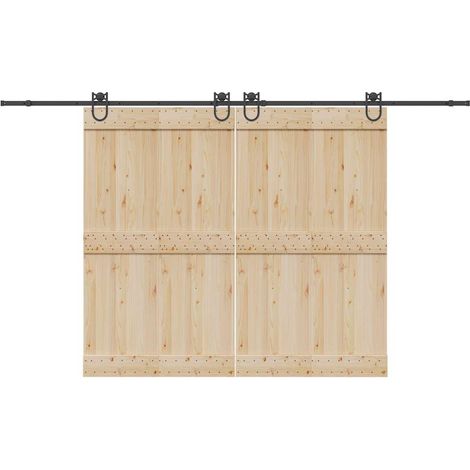 Schiebetürbeschlag-Set 366 cm Stahl Schwarz