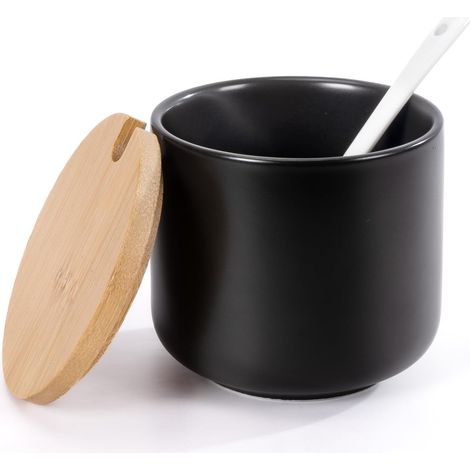 Boîte à sel avec couvercle et cuillère, distributeur d'épices  salière avec couvercle, distributeur d'édulcorant, distributeur de sucre, lait et sucre (1/5)