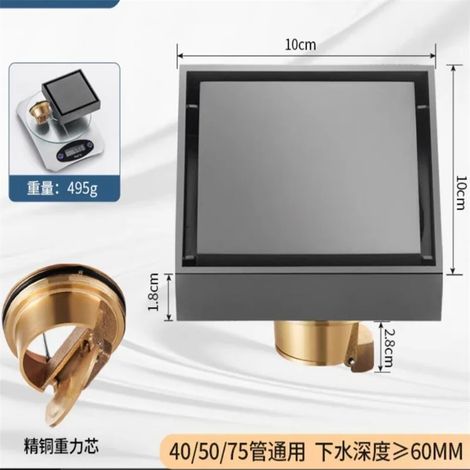 (F)Anti-odor Bathtub Shower Drainer Floor Chuveiro Salle De Bain Bathroom Accessories 10cm Square Gray Floor Drain Waste Drain (1/4)