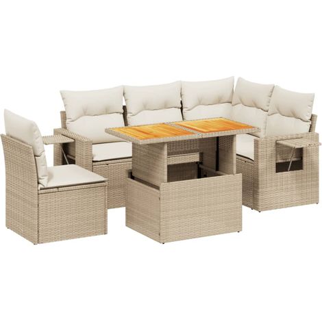 Maison Exclusive - Juego de sofás jardín con cojines 6 pzas ratán (1/3)