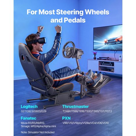 Support de Volant de Course Robuste Cockpit de Simulateur de Conduite, Compatible avec Pédales Logitech G25, G27, G29, G920, G923,…