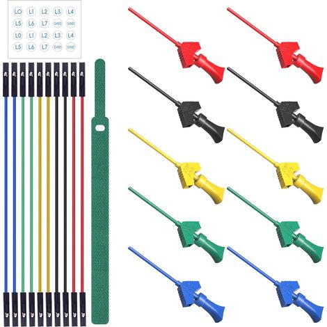 10 Stück SMD-IC-Testhaken-Clips mit Silikon-Überbrückungsdrähten, Logikanalysator-Testleitungs-Set, 5 Farben (1/4)