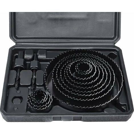 16 pièces Coffret Scie Cloche Construction de 19-127 mm pour Bois Metaux Platre