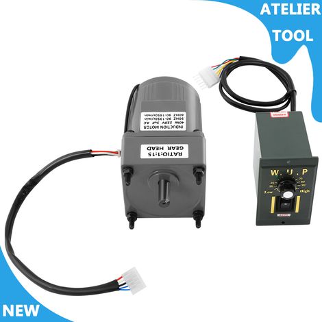 AC 220V 40W 15K Moteur de vitesse 1 phase Moteur électrique Moteur de vitesse 0-90RPM avec régulateur de vitesse (1/5)