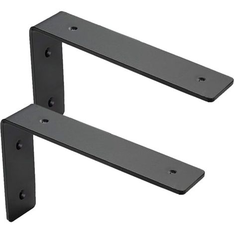 Juego de 2 soportes para estantes de pared, soportes industriales resistentes, soportes en forma de L, 5 mm de grosor con tornillos (15 cm)