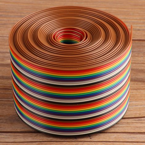 Buntes Flachbandkabel mit 1,27 mm Rastermaß, 40-adrig, Regenbogenfarben, Leiterbreite 5,08 cm (2 Meter) (1/5)