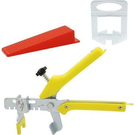 Système de nivment de carrelage - 300 clips d'espacement de carrelage de 2 mm - 100 cales de carrelage et 1 pince à levier pour carrelage de sol Rouge (1/4)