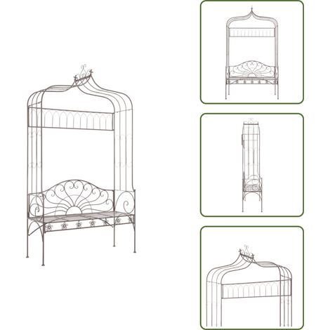 The Living Store Banc de jardin 122 cm Fer Marron antique - Banc ancien (1/5)