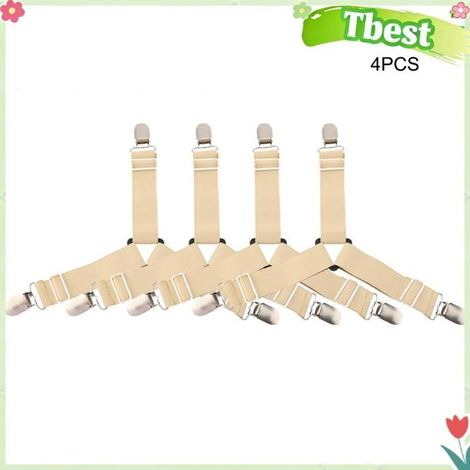 4 pièces de sangles de support de drap de lit triangulaire réglables Clips de fixation de pince (rose) deco parure Rose Rose Kaki (1/5)